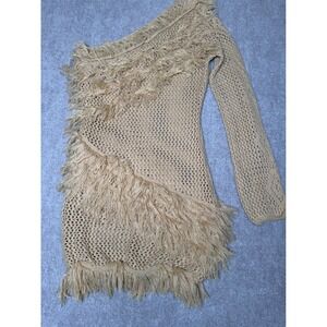 Women‎ Bohemian Style Tassel One Shoulder Knitted Festival Mini Dress S